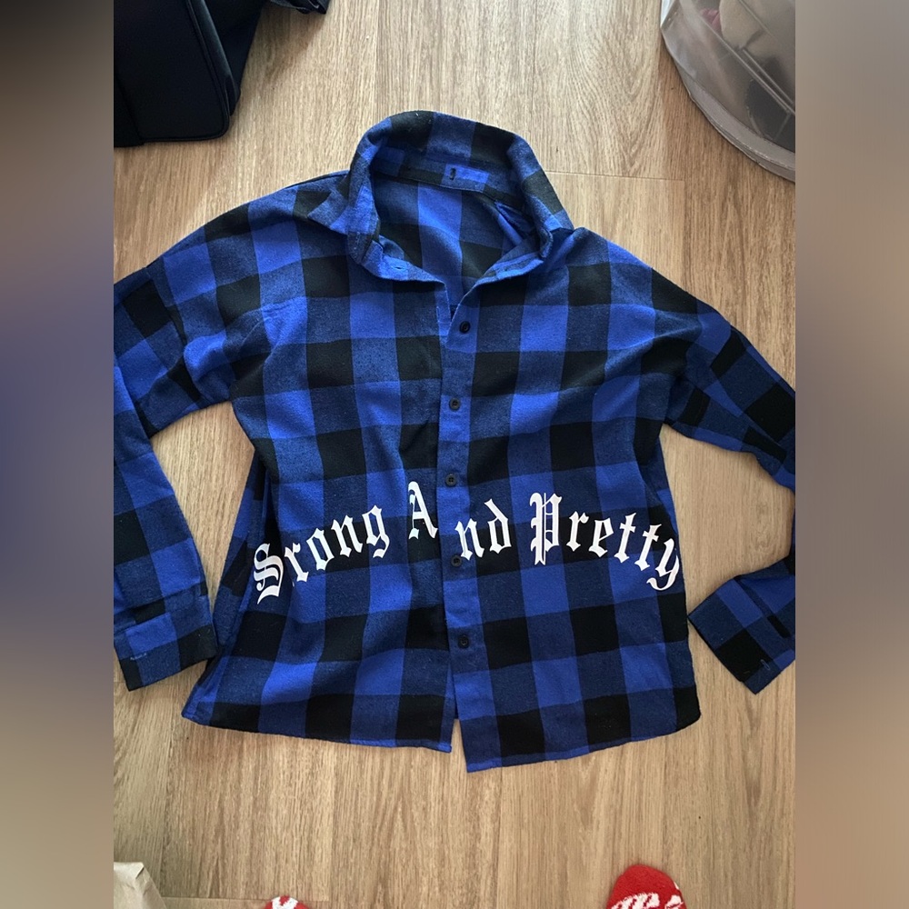 BLACK AND BLUE PLAID FLANNEL